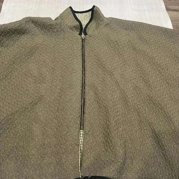 [OS]Free People Swept Away Houndstooth Ruana Poncho Cape  Brown Tan - Picture 4 of 9